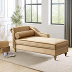 Fauteuil méridienne élégant français en velours avec revêtement rembourré et rangement, avec coussin
