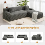Cloud-Ecksofa, modernes Polstersofa mit 2 Zierkissen, frei kombinierbares Sofa, modulares L-förmiges Ecksofa