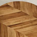 Runder industrieller Couchtisch mit 76 cm Durchmesser, 2 Ebenen, verstellbaren Füßen, Ablage in Holzoptik, Flammendesign, einfache Montage, Wohnzimmer
