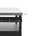 Outdoor-Kücheninsel mit Edelstahl-Tischplatte, Metall-Grillwagen-Tisch mit Stauraumfach – N/A