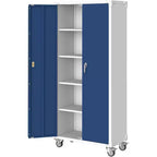 71-Zoll-Stahlschrank mit abschließbaren Türen und 4 verstellbaren Regalböden, robuster Metallschrank für Carport/Büro/Speisekammer, rostfreies Design