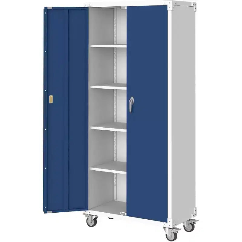 71-Zoll-Stahlschrank mit abschließbaren Türen und 4 verstellbaren Regalböden, robuster Metallschrank für Carport/Büro/Speisekammer, rostfreies Design