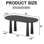 Dovelina ovale houten eettafel van 67 met 4 poten, moderne keukentafel voor 6 personen