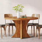 Lantine runder Esstisch mit 120 cm Durchmesser für 4–6 Personen, Küchentisch im Landhausstil mit Säulenfuß, kleiner Esstisch für Esszimmer und Wohnzimmer, Braun