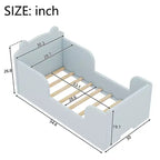 Okak vloerbed in de vorm van een beer voor kinderen van 3-6 jaar, peuterbedframe met veiligheidshekje, schattig kinderbed in de vorm van een dier