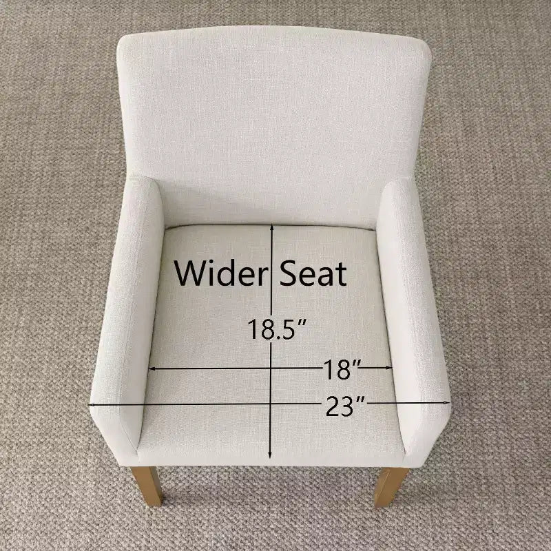 Set van 6 gestoffeerde eetkamerstoelen met armleuningen, moderne linnen fauteuils met houten poten, accentstoelen voor eetkamer en woonkamer - Panipeachy