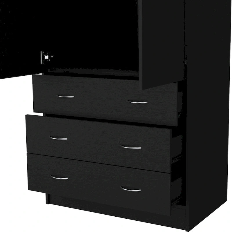 Moderner zweitüriger Kleiderschrank mit 3 Schubladen und 1 Kleiderstange fürs Schlafzimmer