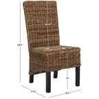 Set of 2 Natural Wicker Dining Chairs 19W x 22D x 41H, Boho Coastal Style