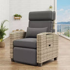 Outdoor-Liegestuhl, verstellbare Gartenstühle mit Rücken- und Fußstütze, Liegestuhl aus Rattan für bis zu 150 mit hochklappbarem Tisch