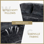 GDFStudio - Canapé relax 2 places Laurel en chenille avec mousse haute densité et confort généreux