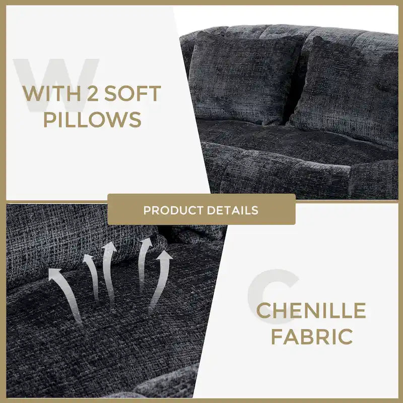 GDFStudio - Canapé relax 2 places Laurel en chenille avec mousse haute densité et confort généreux