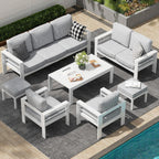 AECOJOY 7-teiliges Aluminiummöbel-Set für die Terrasse, Outdoor-Sitzgruppe