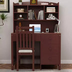 Okak Modern Home Office Wooden Computer Desk with Desktop/Chair & Bookshelf,Teens Student Storage Writing Desk for Study,Office