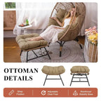 Fauteuil œuf d’intérieur FINCATI, fauteuil œuf d’extérieur supportant 440 lbs, fauteuil œuf surdimensionné avec pouf, fauteuil œuf luxueux et confortable avec repose-pieds