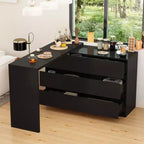 Buffet bahut intelligent pivotant/extensible avec 6 tiroirs, plateau extensible, tapis antidérapant, table à manger pivotante, garde-manger îlot de cuisine