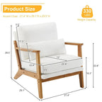Polster-Sessel aus Leinenmischgewebe mit Holzbeinen und einem Kissen, Beige
