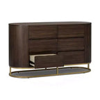 Modern 6-Drawer Dresser with Live Edge Design, Metal Base & Durable Mixed Wood Construction