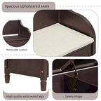 Rustic Solid Wood Entryway Storage Bench with Safety Hinge
