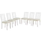 Farmhouse Extendable Dining Table Set for 6, Rectangular Table and 6 Upholstered Chairs