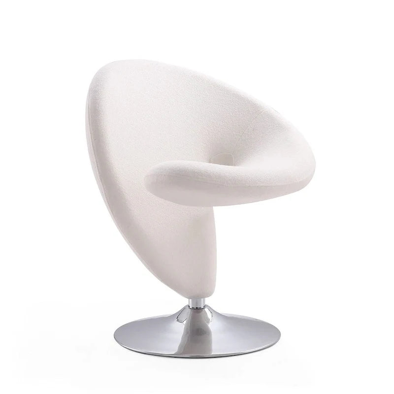 Fauteuil d’appoint pivotant Manhattan Comfort Curl en chrome et mélange de laine (lot de 2)