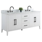 Vanity Art 72 badkamermeubel met dubbele wastafel en blad van composietmarmer