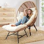 Fauteuil œuf d’intérieur FINCATI, fauteuil œuf d’extérieur supportant 440 lbs, fauteuil œuf surdimensionné avec pouf, fauteuil œuf luxueux et confortable avec repose-pieds
