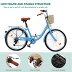 Moasis24/ 26-Zoll-Cruiser-Fahrrad mit 7 Gängen, verstellbarem Durchstieg, Pendlerfahrrad