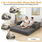 Dyonery 78Folding Sofa Bed Convertable Corduroy Couch King Size Floor Sleeper 4-in-1 DIY Combination Modular Sofa Fold Out Comfy sofa.