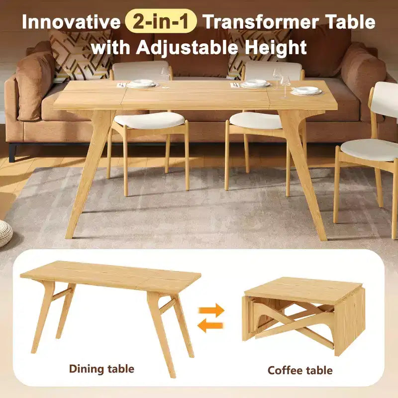 2-in-1-Couchtisch, ausziehbarer Esstisch, höhenverstellbarer Tisch für Zuhause und Büro, platzsparend – ModernLuxe