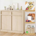 Tiltable Trash Can, Natural Oak, Trash Can with Storage and Drawer, Hidden Trash Cabinet, Laundry Basket for Kitchen, Dining Room, Living Room