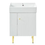 Meuble-lavabo de salle de bains blanc de 21,6, ensemble meuble, meuble de rangement de salle de bains, lavabo simple en céramique, rangement à gauche