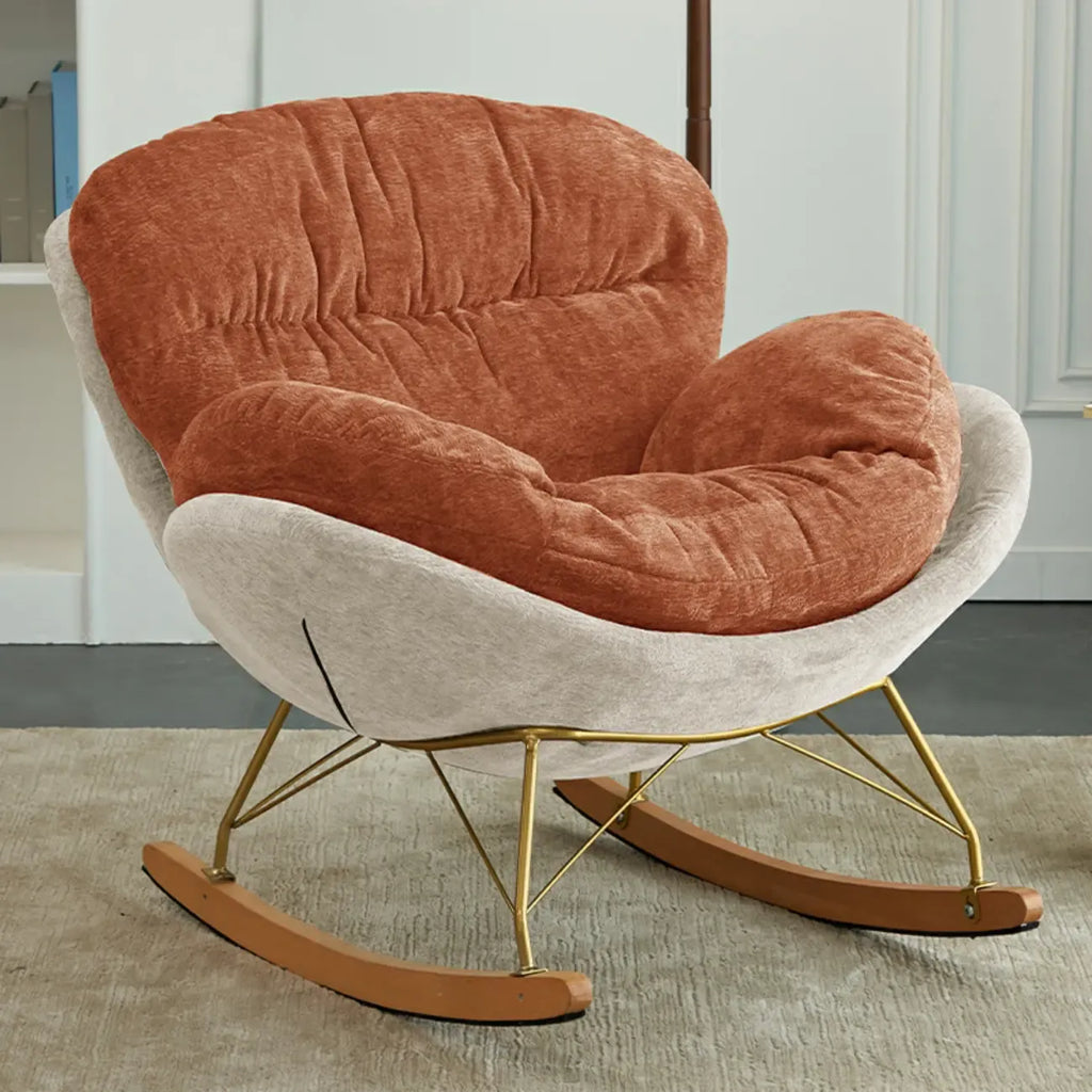 Fauteuil à bascule moderne en velours, ergonomique et rembourré, pour chambre de bébé
