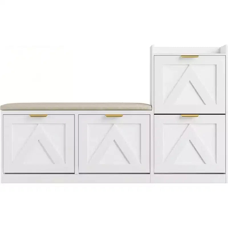 Meuble à chaussures avec banc et 4 tiroirs basculants – Organiseur d’entrée étroit pour 35 à 40 paires