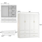 Armoire-penderie de 93,9/74,2 pouces de hauteur avec espace de suspension, tiroirs et rangements