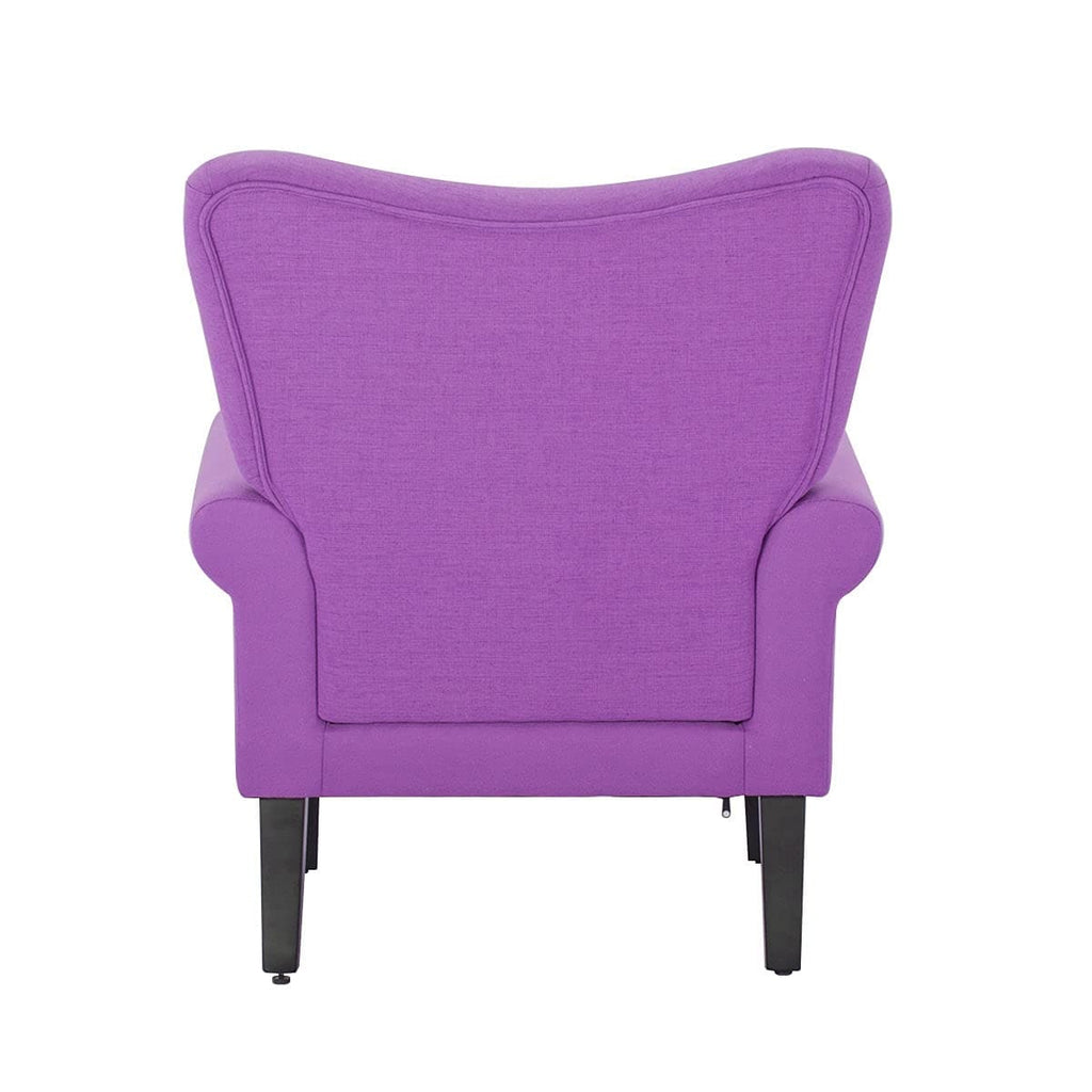 Erommy moderne accentstoel, fauteuil met hoge rugleuning, gestoffeerde stoffen fauteuil met knopen en houten poten voor de woonkamer