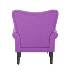 Erommy moderne accentstoel, fauteuil met hoge rugleuning, gestoffeerde stoffen fauteuil met knopen en houten poten voor de woonkamer