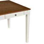 6-delige houten eetkamerset met 4 stoelen en bank, tafel met lade
