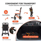 Fauteuil roulant de transport pliable ultraléger, capacité de 220 lb, cadre en aluminium de 18 lb, assise de 16,2, accoudoirs et repose-pieds amovibles, frein à main verrouillable