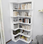 Eckbücherregal aus Holzwerkstoff mit 6 Ablagen