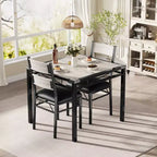 Ensemble de table à manger pour 4 personnes avec 4 chaises rembourrées, ensemble de table de cuisine en bois de 5 pièces avec protection d’angle pour cuisine, appartement ou petit espace