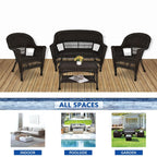 4-teiliges Sitzgruppen-Set aus Korbgeflecht für die Terrasse