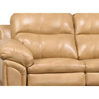 Simon Sofagarnitur aus hellbraunem Lederimitat mit Ledergel, bestehend aus Sofa, Loveseat und Sessel