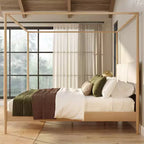 Harbor-Himmelbett in Kingsize mit gepolstertem Kopfteil, Blond/Swiss Coffee (MD2411-01)