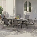 Chaises de patio, ensemble de 4 ou 6 chaises de salle à manger d’extérieur empilables, légères et résistantes à toutes les intempéries, en textilène, avec accoudoirs, pour jardin et terrasse de piscine
