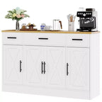 Buffet de rangement Celebalcony, grand meuble de cuisine de 53,4 pouces avec 3 tiroirs et 4 portes, étagère réglable pour la cuisine et le salon