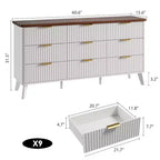 9 Drawers Fluted Dresser, Modern Chest, Wooden Dresser TV Stand, Curved Profile Design, for Living Room, Hallway