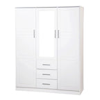 Palace Imports Cosmo kledingkast met 3 deuren, 100% massief hout, met deuren van massief hout of spiegelglas