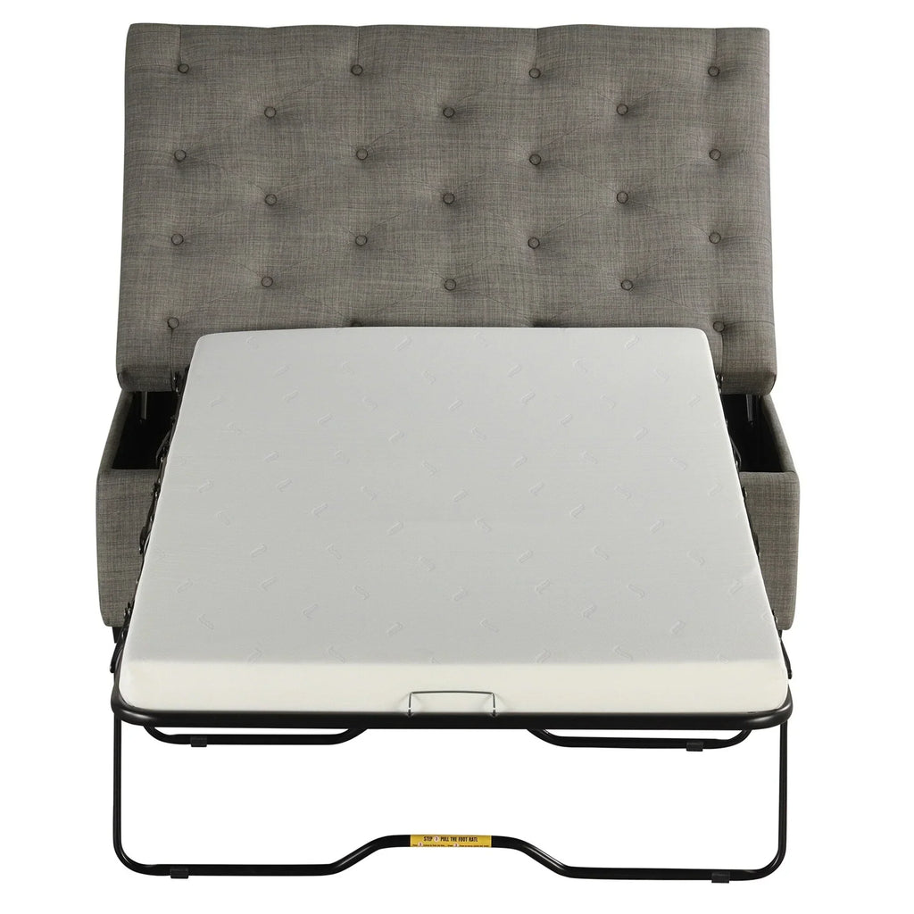 Opvouwbare slaapbank, poef van 49,6 inch met opvouwbare slaapbank, converteerbare slaapplaats met traagschuimmatras en gecapitonneerd ontwerp