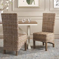 Set of 2 Natural Wicker Dining Chairs 19W x 22D x 41H, Boho Coastal Style