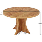 Lantine runder Esstisch mit 120 cm Durchmesser für 4–6 Personen, Küchentisch im Landhausstil mit Säulenfuß, kleiner Esstisch für Esszimmer und Wohnzimmer, Braun